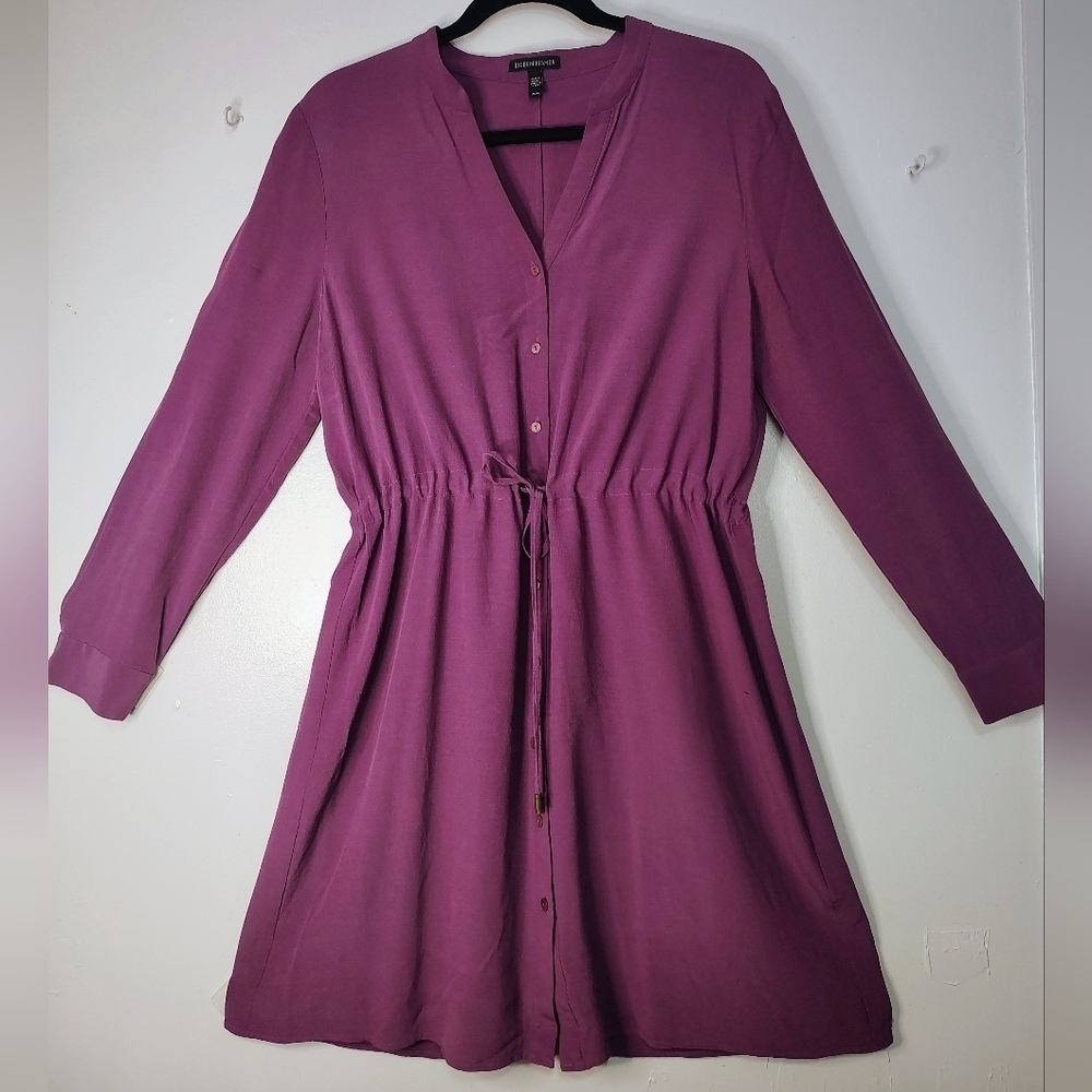 Eileen Fisher Shirt Dress Tencel purple button down  long sleeves, sz M, casual. - Picture 2 of 16